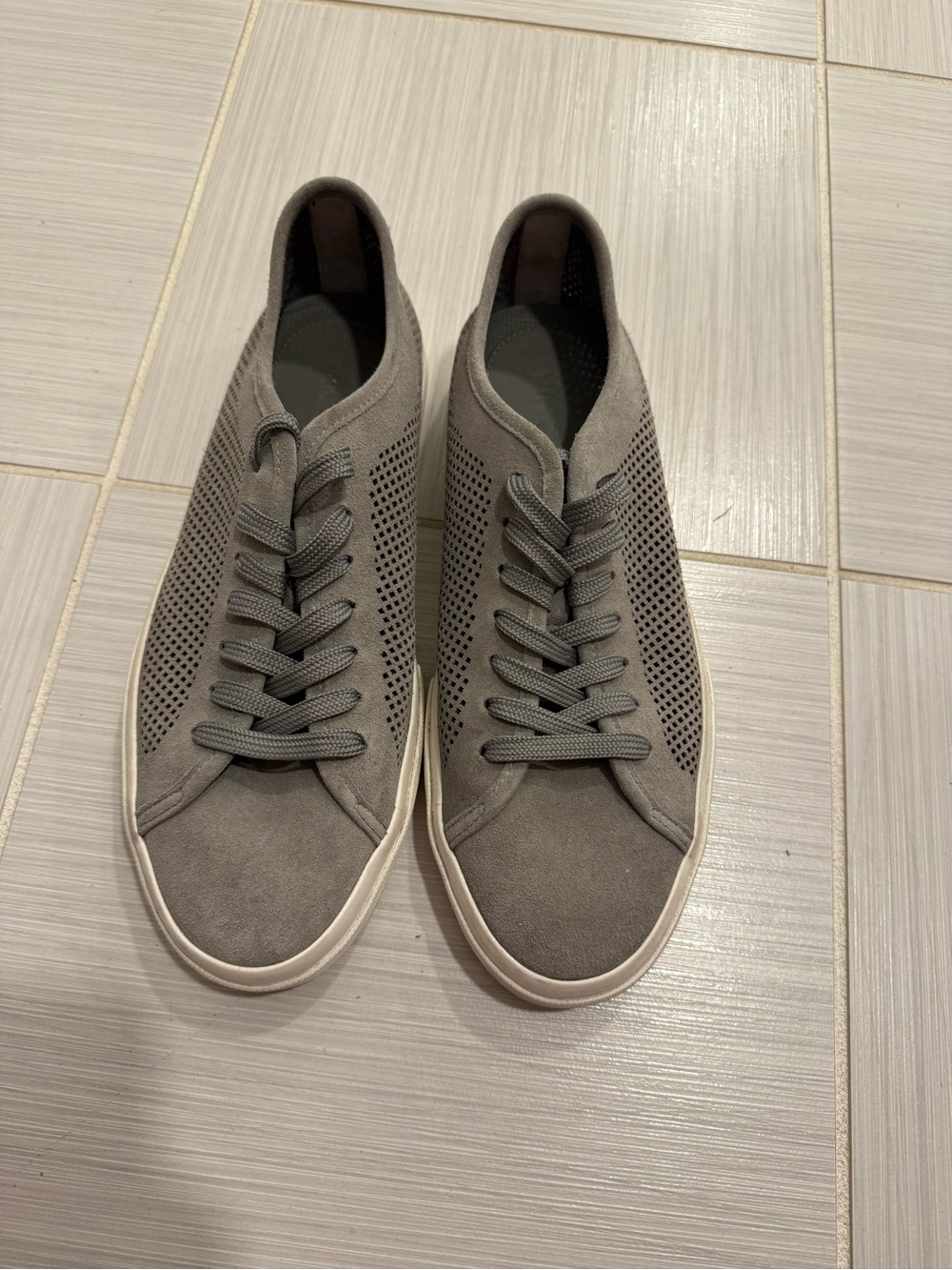 Vince Men's Perforated Suede Lace-Up Sneakers - Gray
